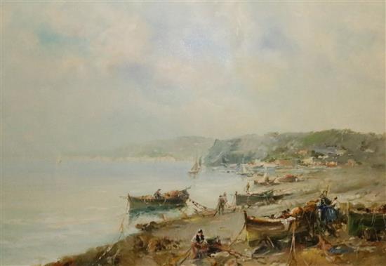 Panomi, 20th Century oil on canvas, Neapolitan coastal landscape